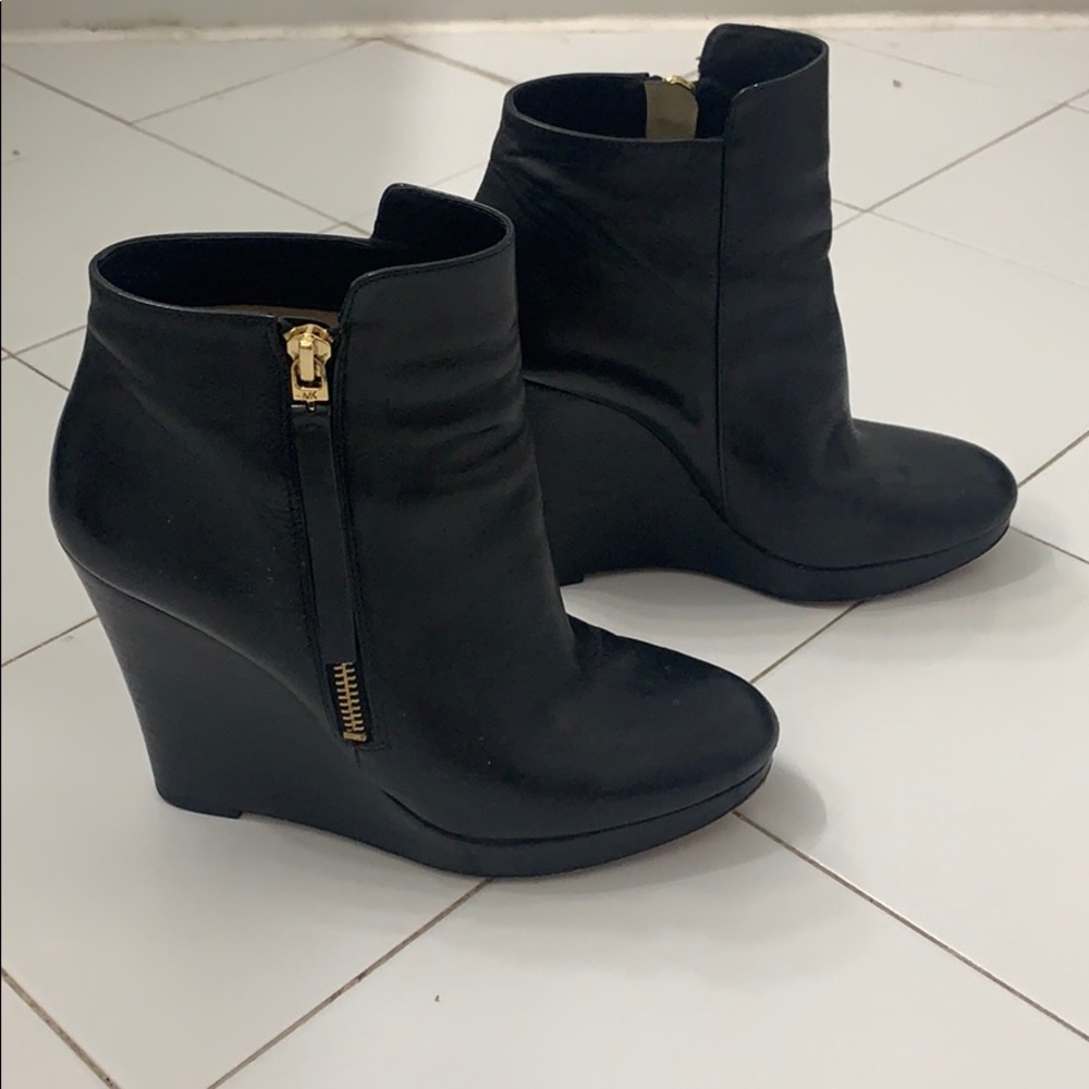 Michael Kors Leather Wedge Booties